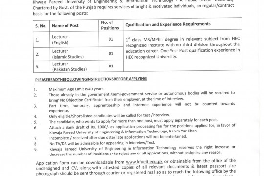 Positions of Lecturer