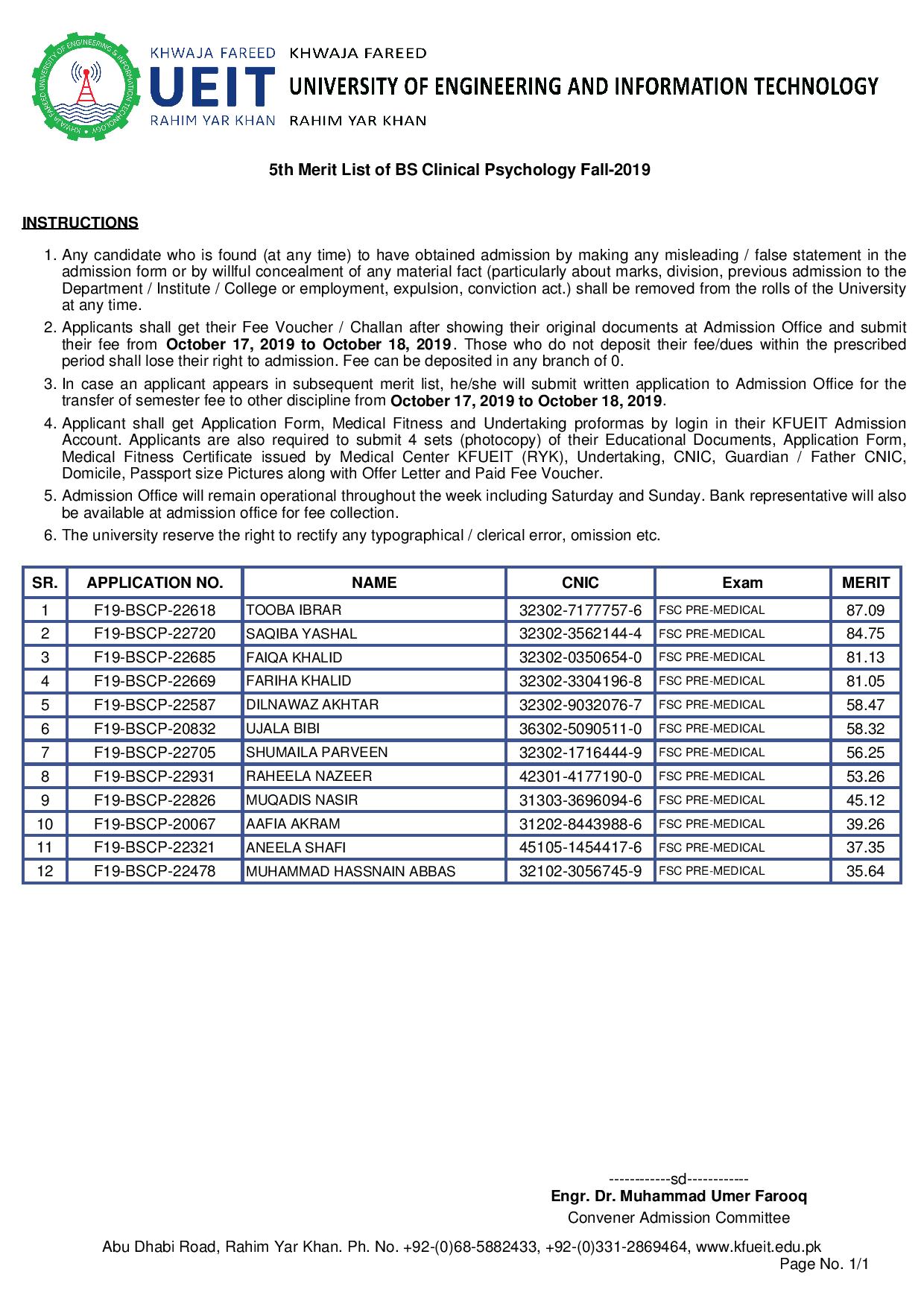 5th Merit List of BS Clinical Psychology Fall-2019-page-001