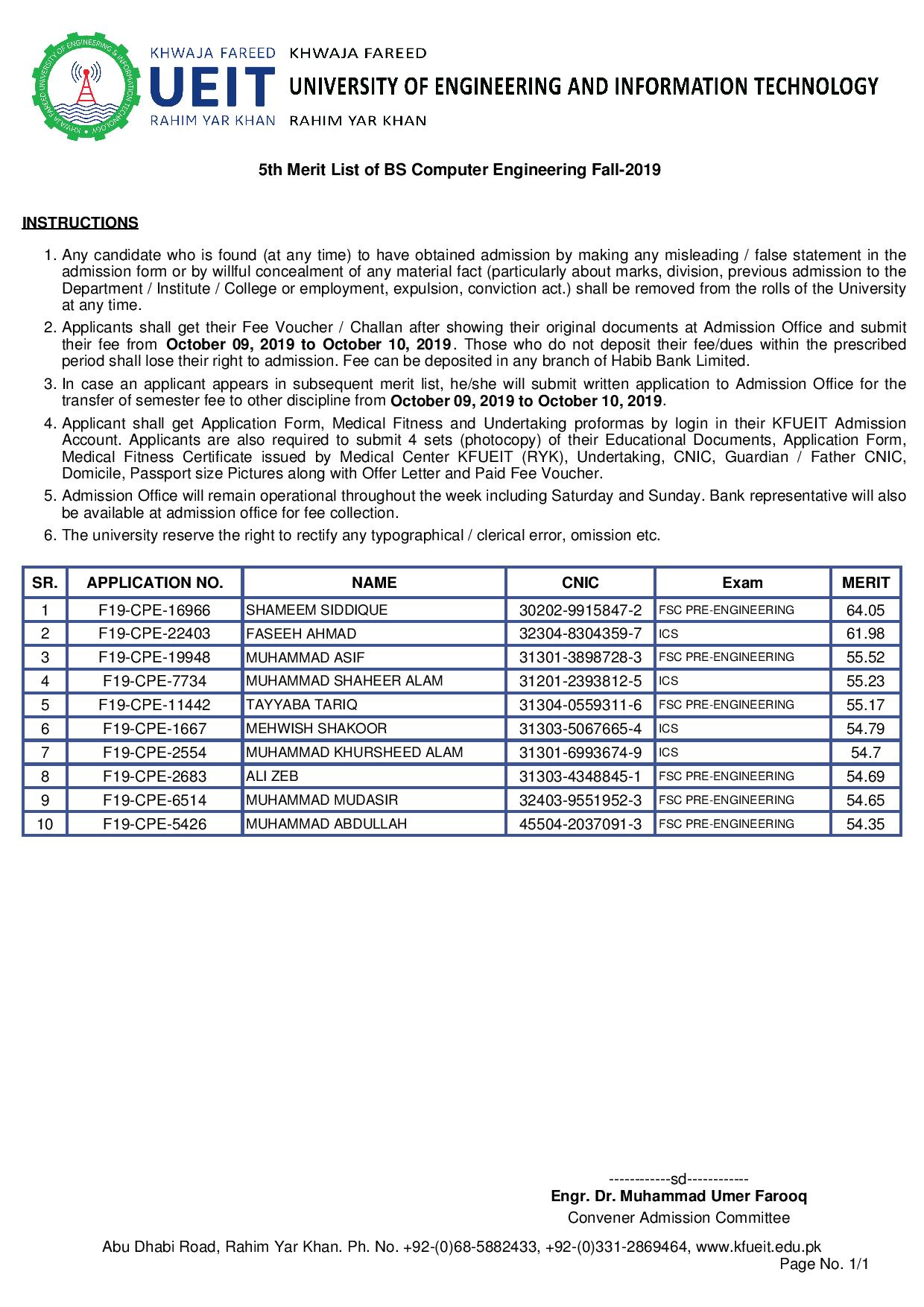 5th Merit List of BS Computer Engineering Fall-2019-page-001